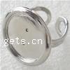Brass Bezel Ring Base, Flat Round, plated, open & adjustable 19mm, Inner Approx 16mm, US Ring 
