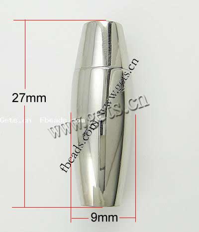 Round Stainless Steel Magnetic Clasp, Tube, plated, Customized, more colors for choice, 27x9mm, Hole:Approx 4mm, Sold By PC