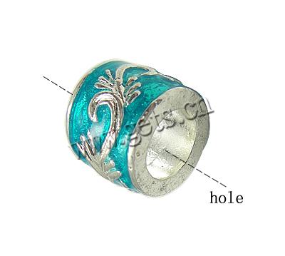 Enamel Zinc Alloy European Beads, Tube, plated, without troll & large hole, more colors for choice, 11x12mm, Hole:Approx 7mm, Sold By PC