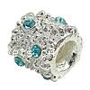Rhinestone Zinc Alloy European Beads, Tube, plated, without troll & with rhinestone Approx 4.5mm 