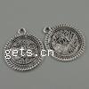 Zinc Alloy Flat Round Pendants, plated cadmium free Approx 1.5mm, Approx 