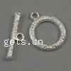 Zinc Alloy Toggle Clasp, Round, textured & single-strand cadmium free  Approx 3mm, Approx 