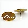 Brass Earring Stud Component, Flat Oval, plated Inner Approx 