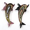 Animal Lampwork Pendants, Dolphin, gold sand Approx 7mm 