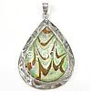 Lampwork Glass Pendant With Brass Setting, fancy lampwork cabochon, Teardrop, 48x34x8mm, Hole:Approx 7x4MM, Sold by PC
