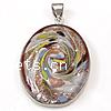 Lampwork Glass Pendant With Brass Setting, fancy lampwork cabochon, Oval, 41x31x7mm, Hole:Approx 8x5MM, Sold by PC