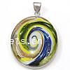 Lampwork Glass Pendant With Brass Setting, fancy lampwork cabochon, Oval, 41x31x7mm, Hole:Approx 8x5MM, Sold by PC