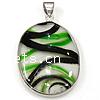 Lampwork Glass Pendant With Brass Setting, fancy lampwork cabochon, Oval, 43x33x7mm, Hole:Approx 6x4MM, Sold by PC