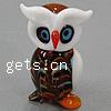 Lampwork Decoration, Animal, owl shape, 41x22x24mm, Sold by PC