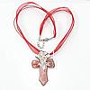 Lampwork Jewelry Necklace, with Wax Cord & Ribbon, Cross, silver foil Inch 