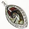 Lampwork Glass Pendant With Brass Setting, fancy lampwork cabochon, Horse Eye, 32x63x7mm, Hole:Approx 5x8MM, Sold by PC
