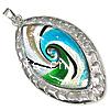 Lampwork Glass Pendant With Brass Setting, fancy lampwork cabochon, Horse Eye, 32x63x7mm, Hole:Approx 5x8MM, Sold by PC