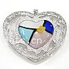 Lampwork Glass Pendant With Brass Setting, fancy lampwork cabochon, Heart, 50x44x13mm, Hole:Approx 4x6MM, Sold by PC