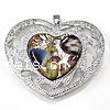 Lampwork Glass Pendant With Brass Setting, fancy lampwork cabochon, Heart, 50x44x13mm, Hole:Approx 4x6MM, Sold by PC