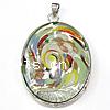 Lampwork Glass Pendant With Brass Setting, fancy lampwork cabochon, Oval Approx 