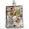 Lampwork Glass Pendant With Brass Setting, fancy lampwork cabochon, Rectangle Approx 