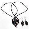 Lampwork Jewelry Sets, earring & necklace, with Nylon, iron earring hook, Leaf Inch 
