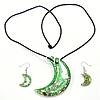 Lampwork Jewelry Sets, earring & necklace, with Nylon, iron earring hook, Moon Inch 