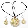 Lampwork Jewelry Sets, earring & necklace, with Nylon, iron earring hook, Flat Round Inch 