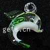 Colgantes de cristal del animal, Cristal de murano, Delfín, verde claro, 23x23x14mm, agujero:aproximado 2.5mm, Vendido por UD