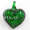 Кулоны Лэмпворк ручной работы, Сердце, Связанный вручную, зеленый отверстие:Приблизительно 4mm, продается PC