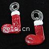 Christmas Lampwork Pendants, Christmas Sock, red, 29- Approx 4mm 