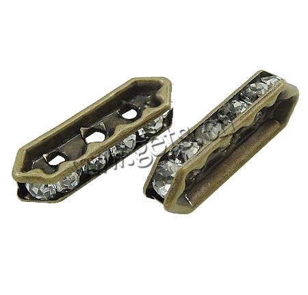 Bridge Rhinestone Spacer, Brass, plated, 3-strand, more colors for choice, 16x5x3mm, Hole:Approx 1.5mm, Sold By PC