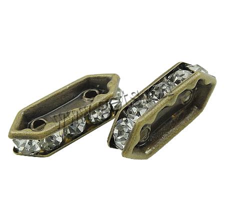 Moda Puente Rhinestone Spacer, metal, chapado, con diamantes de imitación & 2-sarta, más colores para la opción, 15x6.5x4mm, agujero:aproximado 1.5mm, Vendido por UD