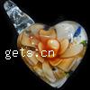 Кулоны Лэмпворк с внутренним цветком , Сердце, цветок внутри отверстие:Приблизительно 3mm, продается PC