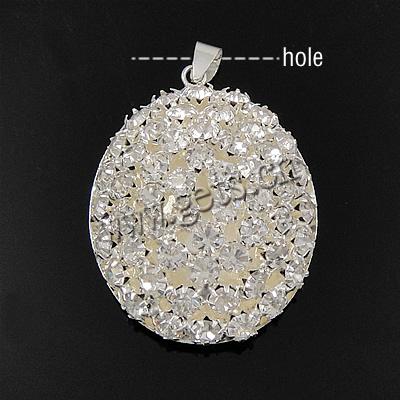Rhinestone Brass Pendants, Oval, plated, with rhinestone & hollow, more colors for choice, 35x30x13mm, Hole:Approx 4.5mm, Sold By PC