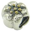Europeo abalorios de troll de plata tailandesa, Tailandia, Flor, con rosca & 2-tono, 10x10x9mm, agujero:aproximado 4mm, Vendido por UD