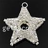Brass Star Pendants, plated, with rhinestone Approx 4mm 