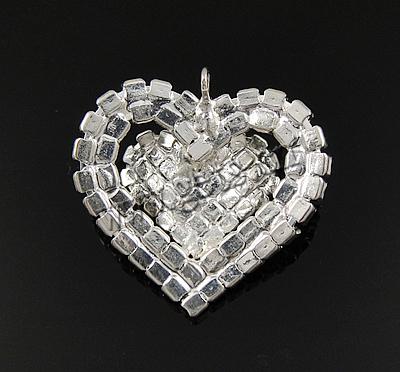 Brass Heart Pendants, plated, with rhinestone, more colors for choice, 28x25x9mm, Hole:Approx 2mm, Sold By PC