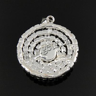 Rhinestone Brass Pendants, Flat Round, plated, with rhinestone, more colors for choice, 22.5x22.5x10mm, Hole:Approx 4mm, Sold By PC