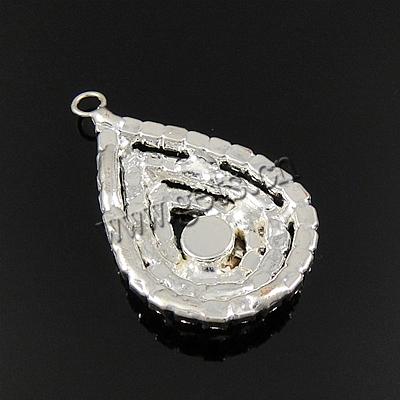 Rhinestone Brass Pendants, Teardrop, plated, with rhinestone, more colors for choice, 31x22x8mm, Hole:Approx 2mm, Sold By PC
