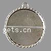 Zinc Alloy Pendant Cabochon Setting, Flat Round, plated Approx 3.5mm 