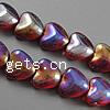 Heart Crystal Beads, AB color plated, smooth Inch 