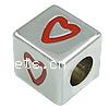 Enamel Zinc Alloy European Beads, Cube, plated, without troll & large hole Approx 4mm 