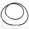 Rubber Necklace Cord, stainless steel clasp, black, 2mm .5 Inch 