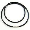 Rubber Necklace Cord, stainless steel clasp, black, 3mm .5 Inch 