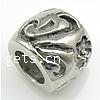 Stainless Steel European Beads, 316 Stainless Steel, Tube, with flower pattern & without troll Approx 5mm 