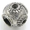 Edelstahl European Perlen, 316 Edelstahl, Trommel, mit Blumenmuster & ohne troll, 12x10mm, Bohrung:ca. 5mm, verkauft von PC