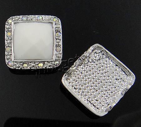 Rhinestone Zinc Alloy Connector, Square, plated, with rhinestone & 2-strand, more colors for choice, 15x15x6mm, Hole:Approx 1mm, Sold By PC