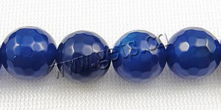 Natural Blue Agate Beads, Round, more sizes for choice & faceted, Hole:Approx 1-1.5mm, Length:Approx 15 Inch, Sold By Strand