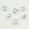 Cubic Zirconia Sterling Silver European Beads, 925 Sterling Silver, Rondelle, without troll & with cubic zirconia, mixed colors Approx 5mm 