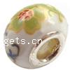 abalorios de cerámica latón núcleo Europeo, Porcelana, con metal, Toroidal, sin rosca & calcomanía, 14x10mm, agujero:aproximado 4.2mm, Vendido por UD