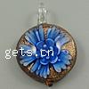 Inner Flower Lampwork Pendants, Flat Round, gold sand & two tone Approx 5mm 