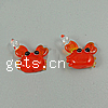 Tier Murano Anhänger, Lampwork, Krabbe, rot, 27x22x7mm, Bohrung:ca. 2mm, verkauft von PC