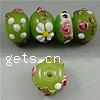 Refined Lampwork Beads, Rondelle, with flower pattern & bumpy Approx 3mm 