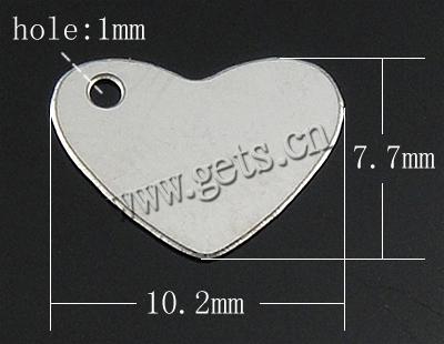 Кулон тег из нержавеющей стали, нержавеющая сталь, Сердце, Индивидуальные, оригинальный цвет, 10.2x7.7x0.4mm, отверстие:Приблизительно 1mm, 1000ПК/сумка, продается сумка
